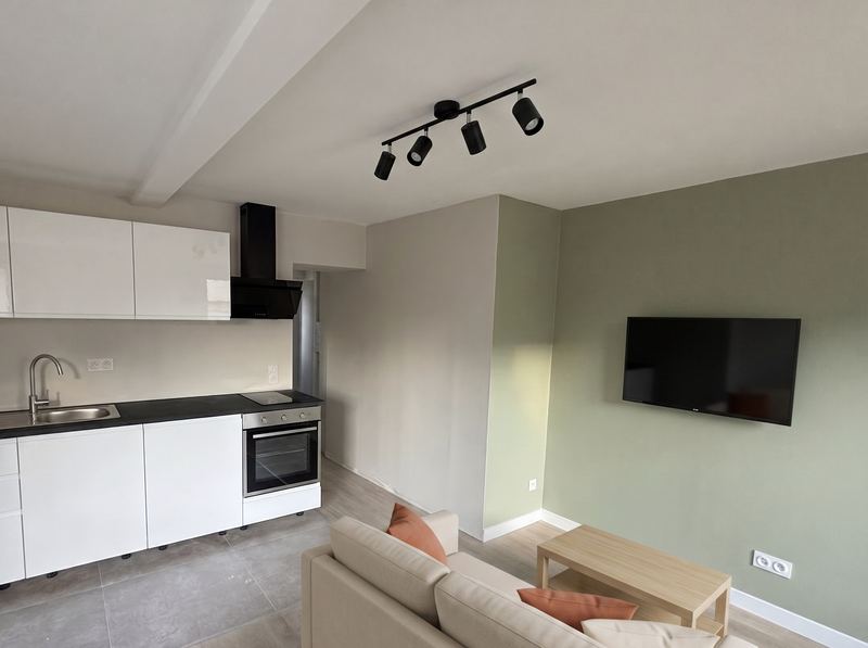 Pièce de vie — cuisine ouverte sur le salon — Logement 3 — T2 35 m²