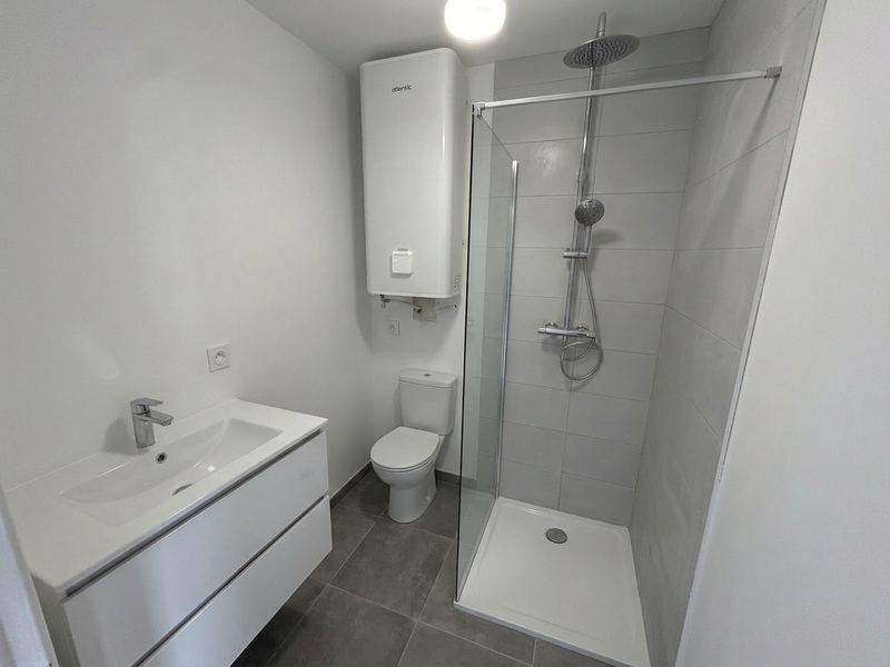 Salle d'eau indépendante — douche, vasque et WC — Logement 4 — Studio 20 m²